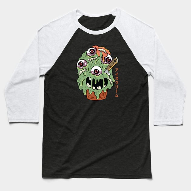 Kawaii Japanese Monster Ice cream for dessert lovers Baseball T-Shirt by spacedowl